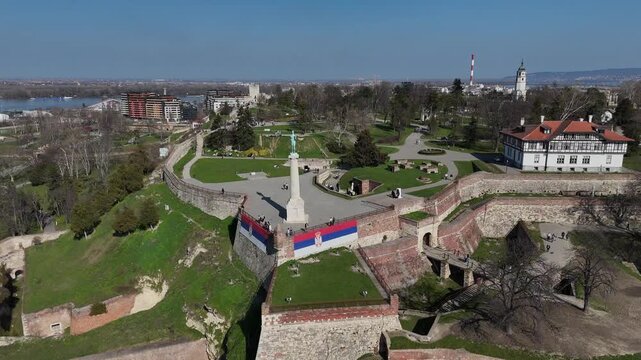 Aerial view of Kalemegdan fortress Belgrade, Serbia
