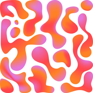 Abstract Organic Liquid Blobs Pattern with Vibrant Pink and Orange Gradient