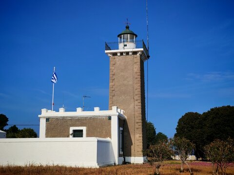 The lighthouse of Arkitsa on the coast of mainland Greece, Aegean sea