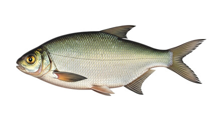 Obraz premium Silver piranha specimen displayed against a stark black background showcasing its features