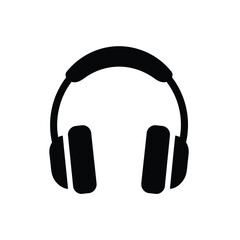 Fototapeta premium Black over-ear headphones isolated vector illustration flat design minimalist graphic
