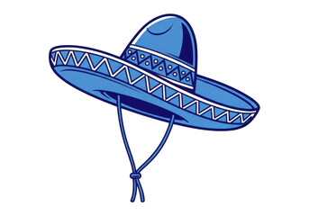 Naklejka premium A blue sombrero hat with a chin strap