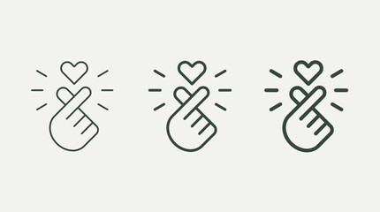 Fototapeta premium Hand Icon Liking Heart on White Background, Simple Line Art Style
