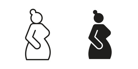 Fototapeta premium Pregnant woman icon in black solid style. linear symbol.