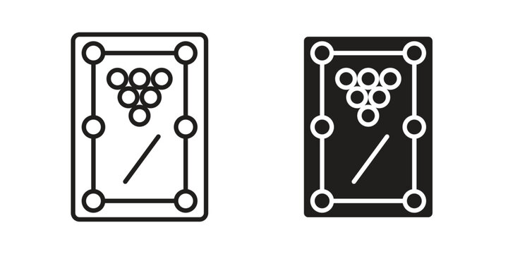 Pool table icon in black solid style. linear symbol.