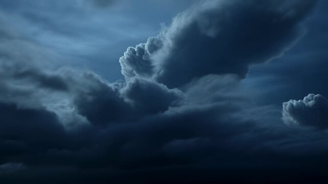Dark supercell thunderstorm with dramatic storm clouds moving in a cinematic time lapse, illustrating extreme weather and atmospheric climate change concepts.