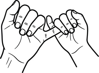 Pinky promise between two hands. friends making a promise with entwined fingers gesture