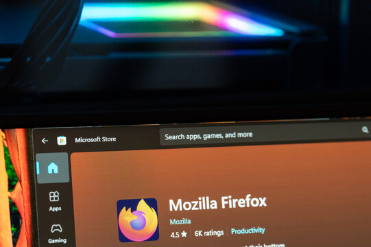Mozilla firefox app in Microsoft store menu