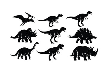 Collection of various dinosaur silhouettes © NAZMA