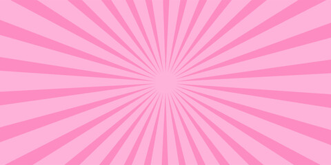 Pink rose light burst background with sunbeams. Invitation card template (party birthday invite). Comic retro circus poster BG. Baby girl. Backstage banner. Trendy stripes sun. Sweet romantic pop ar © Afandi