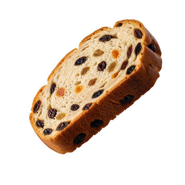 Single Barmbrack Slice Falling isolated on transparent or white background. PNG
