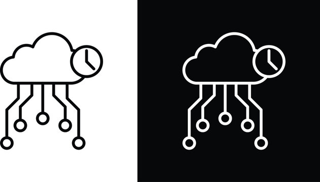 High server uptime icon pack in black and white colors