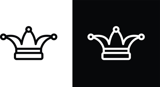 Jester hat icon pack in black and white colors