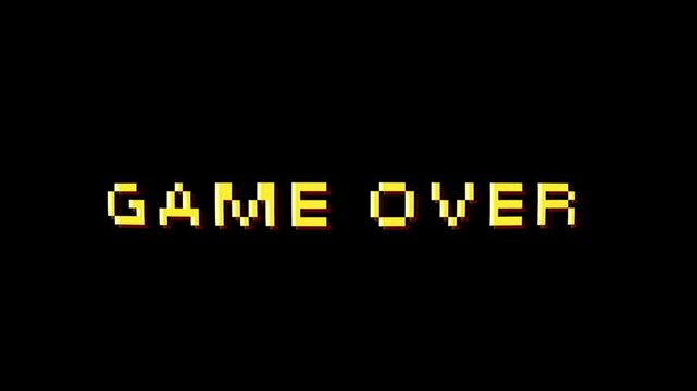 Retro 8-bit style 'Game Over' graphic, reminiscent of classic arcade gaming, signifying a digital challenge's end or a virtual restart point