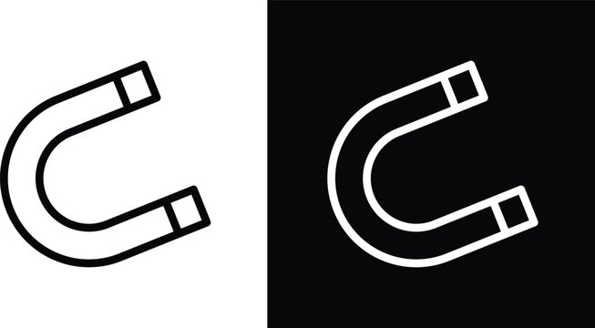 Magnet icon pack in black and white colors