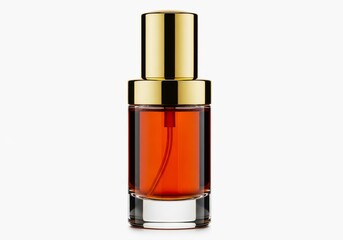 Naklejka premium Luxury perfume bottle with golden cap isolated on white background