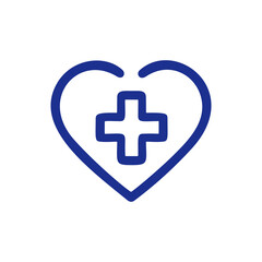 Obraz premium Blue heart with medical cross icon symbol isolated on transparent background
