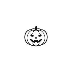 Obraz premium A black and white illustration of a jack-o'-lantern, featuring carved eyes, nose, and a toothy grin, centered on a white background
