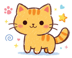 Obraz premium Hand Drawn Kitty Doodle Illustration