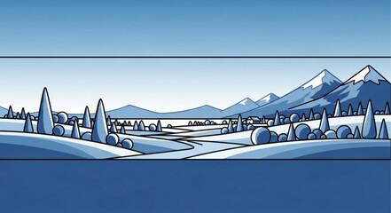 Serene Arctic Landscape with Snowy Mountains and Icebergs. © sutono