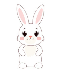 Obraz premium Cute Easter Bunny Character. Cartoon Rabbit Mascot. Spring Easter Holiday Drawn Traditional Talisman Icon. Funny Tiny Happy Whimsical Bunny Rabbit Animal for Easter card Invitation Decoration Design.