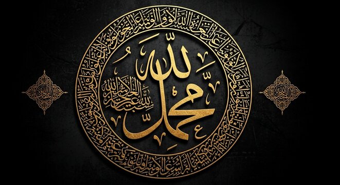 Islamic Calligraphy Art with Arabic Script.