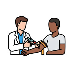 Fototapeta premium The doctor is about to give an injection into the patient's arm.