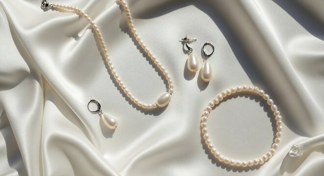 Luxury Jewelry on Satin Fabric Display.