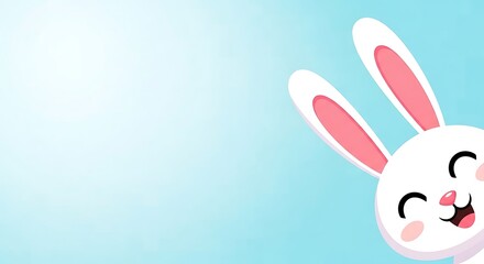 Easter sunday celebration with joyful easter bunny on a bright blue background