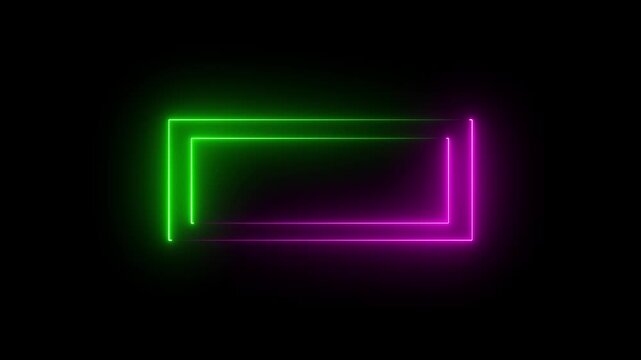 Neon light square frame. laser gradient border. Glowing colorful rectangle frame perfect vector clip art for your design. Neon rectangular frame vector image.