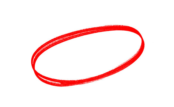 red circle mark. transparent hand drawn oval shape brush stroke for marking mistake in exam paper