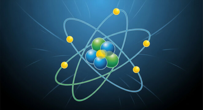 Illustration of Atomic Structure with Electrons and Nucleus.