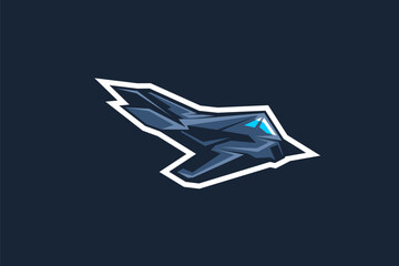 Obraz premium American cold war jet fighter plane vector illustration. simple aircraft logo, military equipment.