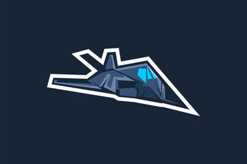 Obraz premium American cold war jet fighter plane vector illustration. simple aircraft logo, military equipment.