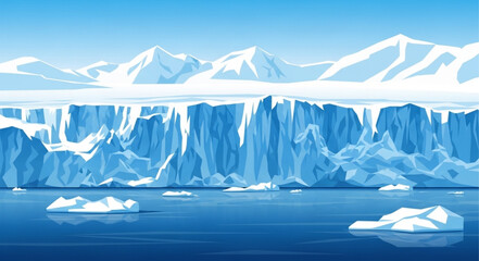 Majestic Glacial Iceberg Floating in Arctic Ocean. © Tobel