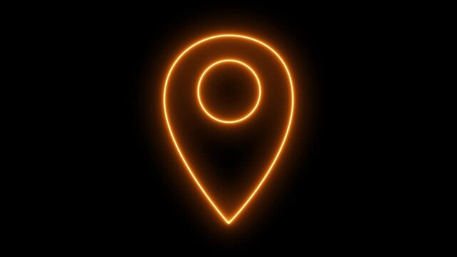 Glowing golden location pin icon on black background for travel, navigation, and business concepts