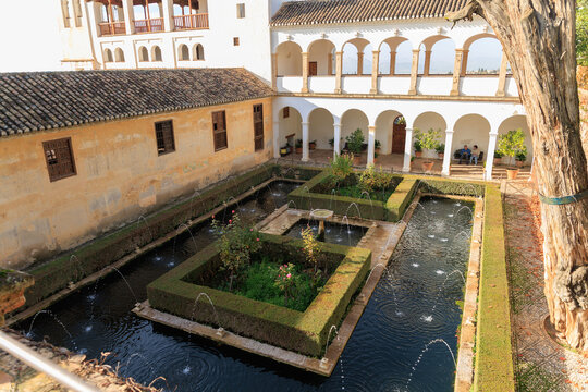 The Partal Gardens in the Upper Garden Area, Alhambra, Granada, Spain