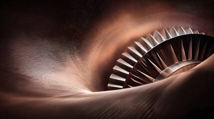 Closeup view of turbine blades