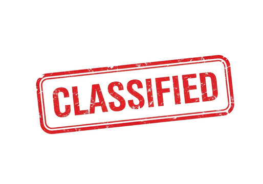A red classified stamp on a white background isolated on transparent background