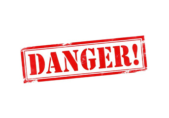 A red stamp with the word danger isolated on transparent background