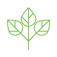 Obraz premium Outline green plant with three leaves. Flat icon isolated on a white background. Nature concept for eco-friendly and organic products. Suitable for environmental branding and sustainability projects.