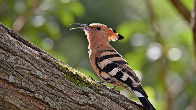 Hoopoe Bird Perched on a Tree Branch