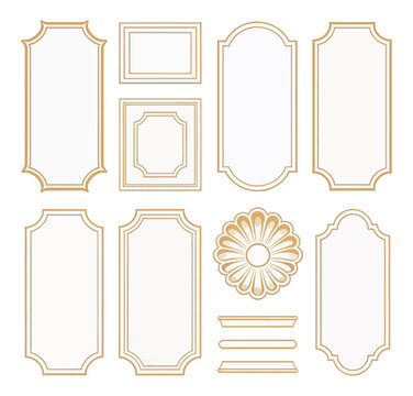 Elegant decorative frames and floral elements on black background
