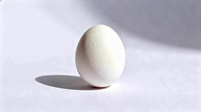 Single white egg on plain surface