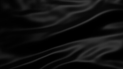 Fototapeta premium Black satin background fabric cloth wave abstract wallpaper 3d