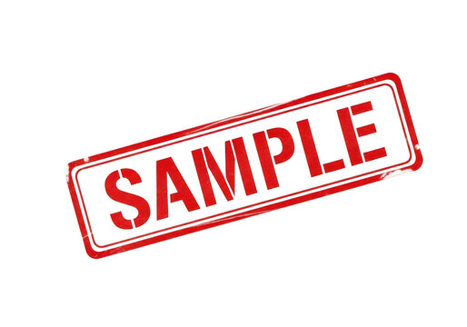 A red sample stamp on a white background isolated on transparent background