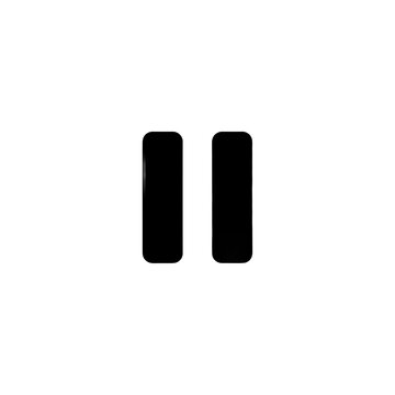 Clean black pause button icon on a white background, signifying interruption, stop, or temporary halt. Minimalist graphic for media controls and user interfaces.