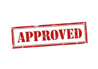 A red approved stamp on a white background isolated on transparent background