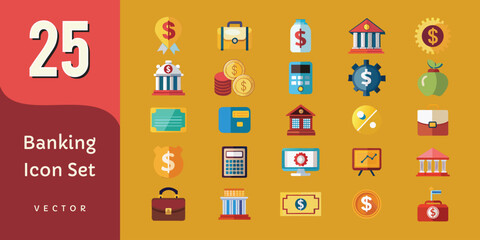 Finance and Banking Icon Set &ndash; Colorful Business Vector Icons