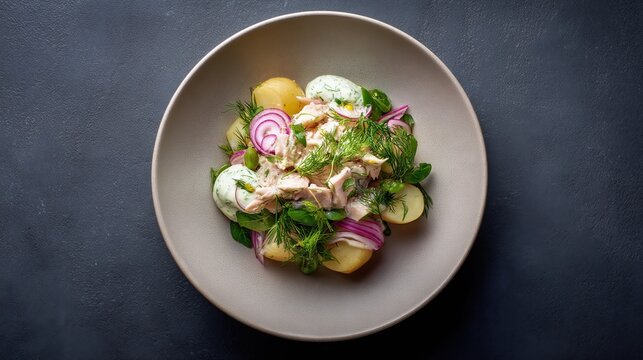 Fermented Baltic Herring Salad With Potatoes, Red Onion, and Dill